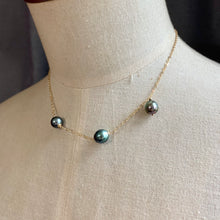 Load image into Gallery viewer, Asymmetrical AAA Tahitian Pearl Necklace 14kGF