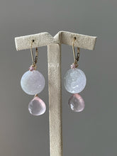 Load image into Gallery viewer, Lavender-Green Peony Jade &amp; Rose Quartz Interchangeable 14kGF Earrings