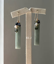 Load image into Gallery viewer, Exclusive Dark Green Jade Bars, Blue &amp; Green Gemstones 14kGF Earrings