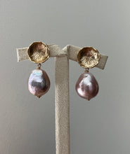 Load image into Gallery viewer, Large, Purple-Pink Edison Pearls on Lily Studs