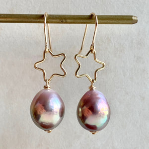 Rainbow Pink Edison Pearls 14k Gold Filled Stars
