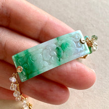 Load image into Gallery viewer, Carved Jade Bar, Rainbow Moonstone, Opal 14kGF Bracelet