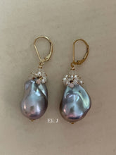 Load image into Gallery viewer, Silver Baroque Pearls &amp; White Gems 14kGF Earrings