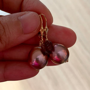 Lavender Edison Pearls, Watermelon Tourmaline on 14k Gold Filled