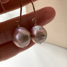 Load image into Gallery viewer, Unicorn Pink Edison Pearls (Hand Forged) 14kRose GF Earrings