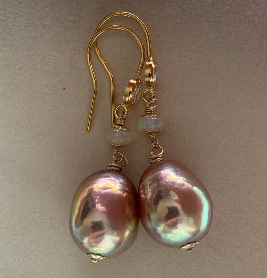 Rainbow AAA Edison Pearls Opal on 14k Gold Filled