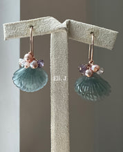 Load image into Gallery viewer, Moana: Jade Shells, Pink Gems 14kGF Earrings