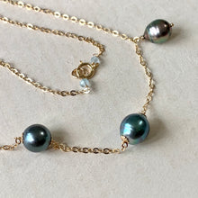 Load image into Gallery viewer, Asymmetrical AAA Tahitian Pearl Necklace 14kGF