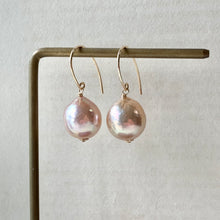 Load image into Gallery viewer, Soft Peach Unicorn Edison Pearl Simple 14kGF Earrings