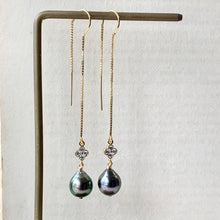 Load image into Gallery viewer, AAA Peacock Tahitian Pearls, Clover 14kGF Threaders