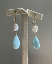 Load image into Gallery viewer, AAA Larimar &amp; Keshi Pearls 14kGF Earrings