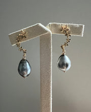 Load image into Gallery viewer, Silver Grey Tahitian Pearls on Cascading Floral Studs