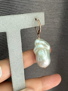Big White Baroque Pearls 14kRGF Earrings