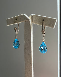 AAA Swiss Blue Topaz 14kGF Earrings
