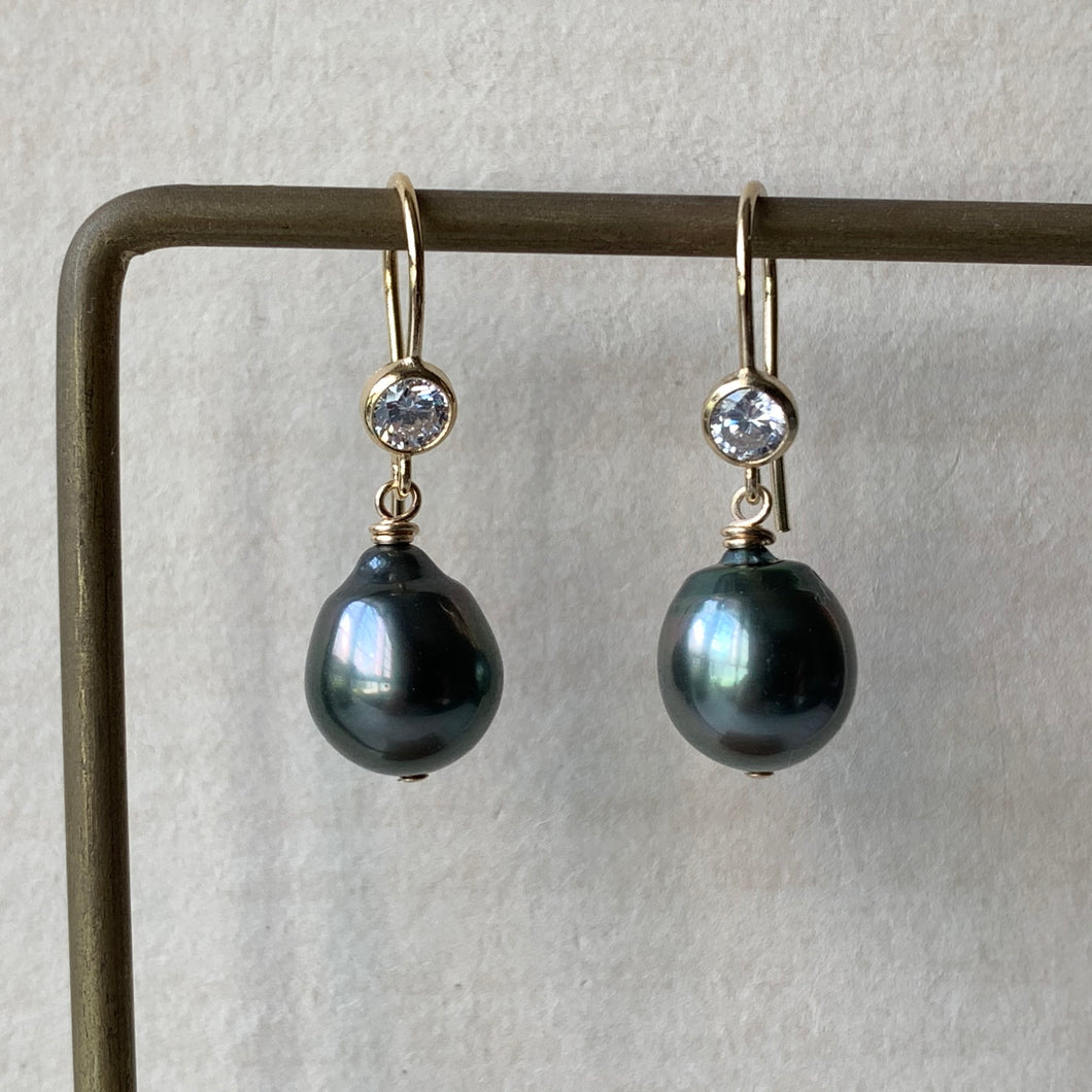AAA Dark Tahitian Pearls on 14kGF Hooks