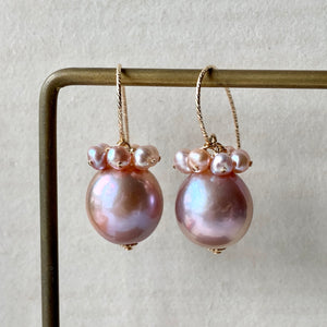 Large Pink Edison Pearls & Blush Pearls 14kGF Earrings