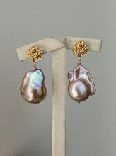 Load image into Gallery viewer, Peach-Gold Baroque Pearls on Bouquet Earring Studs