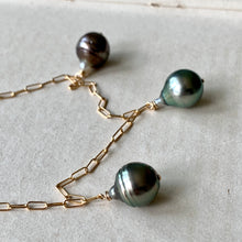 Load image into Gallery viewer, OOAK AA Circle Tahitian Pearl Trio 14kGF Necklace