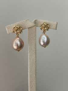 Light Peach Edison Pearls, Bouquet Studs 14kGF