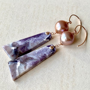 Edison Pearl & Tiffany Gemstone 14kRGF Earrings