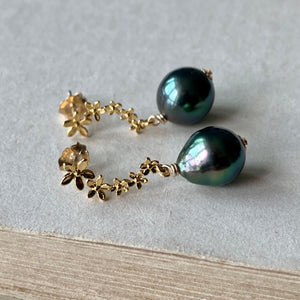 AA Tahitian Pearls on Cascading Flowers Studs