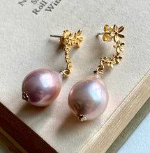 Load image into Gallery viewer, Cascading Gold Flowers &amp; Blush Pink Pearls