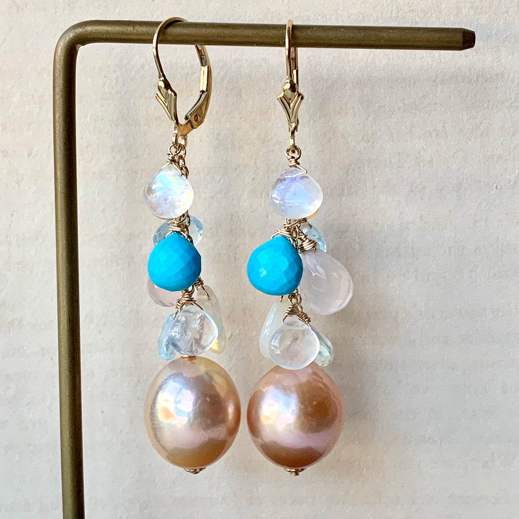 Peachy Gold Edison Pearls & Gemstones 14kGF