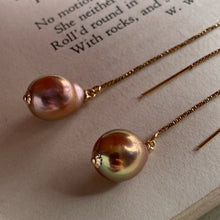 Load image into Gallery viewer, Unicorn Pink Edison Pearls on 14k GF Threaders