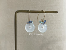 Load image into Gallery viewer, Petite Icy Jade Donuts, Blue Gemstones Earrings