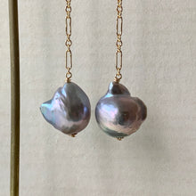 Load image into Gallery viewer, AAA Baby Dark Silver Baroque Pearls 14kGF Long Earrings