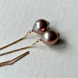 Gold Lustre AAA Edison Pearls on 14kGF Threaders