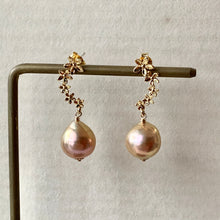 Load image into Gallery viewer, Gold- Peach Edison Pearls on Cascading Flowers
