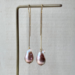 Pink-Gold AAA Edison Pearls & Opal 14kGF Threaders