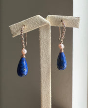 Load image into Gallery viewer, Lapis Lazuli, Pearl 14kRGF Earrings