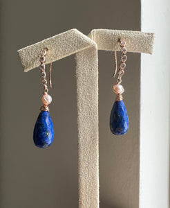 Lapis Lazuli, Pearl 14kRGF Earrings
