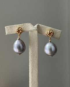 Silver Pearls Knot Stud Earrings