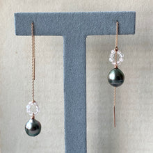 Load image into Gallery viewer, AAA Tahitian Peacock Pearls &amp; Morganite 14kRGF Threaders