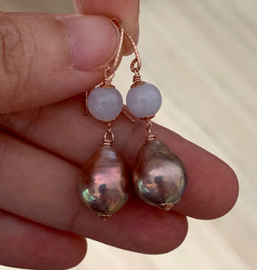 Lavender Jade, Pink Pearls on 14k Rose Gold Filled