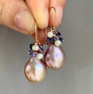 Lilac Edison Pearls with Gemstones on 14k Rose Gold Filled