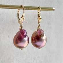 Load image into Gallery viewer, Lavender Edison Pearls, Watermelon Tourmaline on 14k Gold Filled