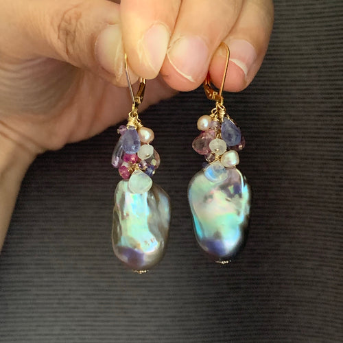 AAA Dark Silver Baroque Pearls & Gemstones for HP