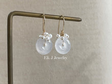 Load image into Gallery viewer, Petite Icy Jade Donuts &amp; Pearls Earrings