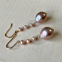 Load image into Gallery viewer, AAA Pink Edison Pearls, Baby Freshwater Pink Pearls 14kRGF Earrings