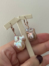 Load image into Gallery viewer, Aurora Rainbow Pink-Peach Baroque Pearls 14kRGF Earrings