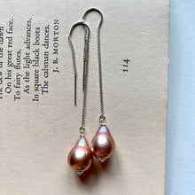 Load image into Gallery viewer, Lavender- Gold Pearls on 925 Sterling Silver Threader Earrings