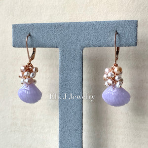 Eli. J Exclusive: Lavender Type A Jadeite Shells & Pearls 14kRGF Earrings