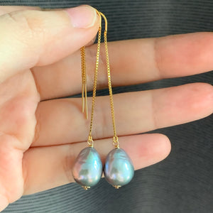 Silver Baroque Pearls on 14kGF Threaders