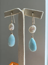 Load image into Gallery viewer, AAA Larimar &amp; Keshi Pearls 14kGF Earrings