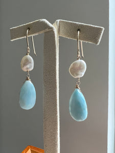 AAA Larimar & Keshi Pearls 14kGF Earrings