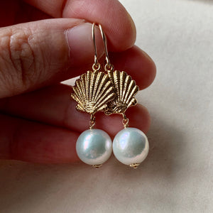 Mermaid Shells Round White Pearls